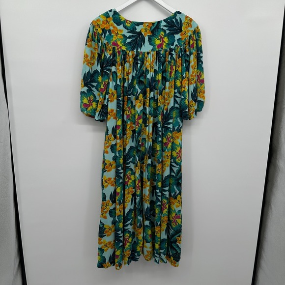 Go Softly Patio House Dress Lounge MuMu Plus Size 2X Pockets Zip Floral‎ FLAW - Picture 7 of 12